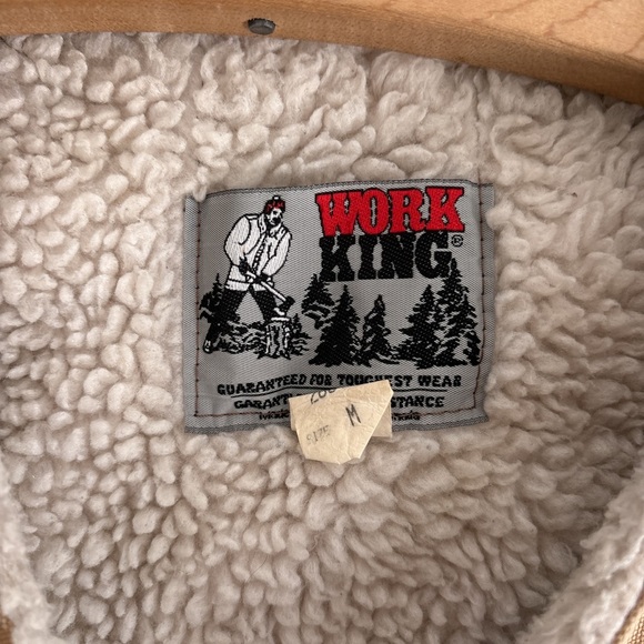 Vintage workwear vest medium wool/sherpa insulation carhartt style cream - Picture 6 of 8